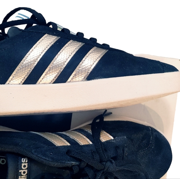 🎉(WMNS) Adidas VL Court 2.0 Black Platinum Metallic Sneakers🌺 - Picture 10 of 12